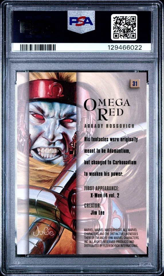 PSA 8 1996 Marvel Masterpieces #31 Omega Red NM-MT - Image 2 of 2