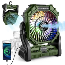 Portable Misting Fan with Light 250Ml Water Tank Rechargeable Mister Cooling Fan