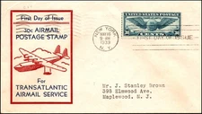 Scott C24 30 Cents Winged Globe WSE FDC Typed Address Planty C24-19A