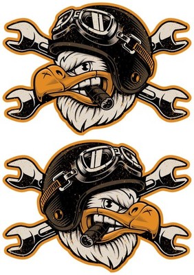 Lot of 2 Vintage Eagle Stickers for Motorcycle, Bike, Scooter or Car