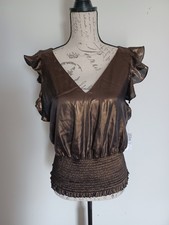NINE WEST BROWN DRESS BLOUSE SIZE MEDIUM