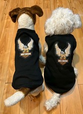 SMALL BREED PET BIKER MOTORCYCLES HARLEY EMBROIDERED EAGLE PATCH BLACK TSHIRT