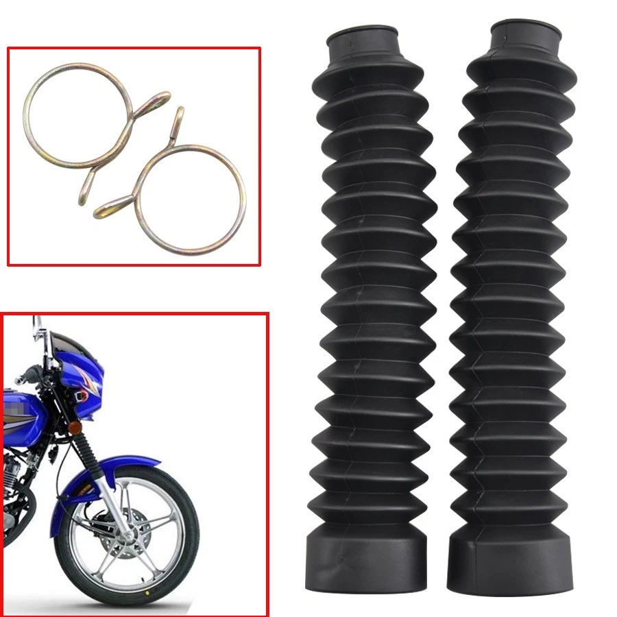 2x Front Rubber Gaiter Boots Fork Shock Absorber Dust Cover Kit Black Motorcycle - Image 3 of 4