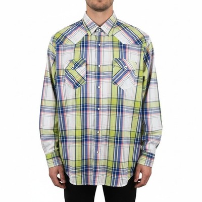 Red Camel Men's XXL Plaid Long Sleeve Pearl Snap Button Up Shirt Western Style