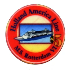 Magnet Holland America MS Rotterdam VI $5 Cruise Ship Casino Chip fridge door 3”