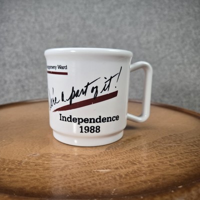 Vintage Montgomery Ward Cup Mug Plastic Independence 1988 We're A Part Of It EUC