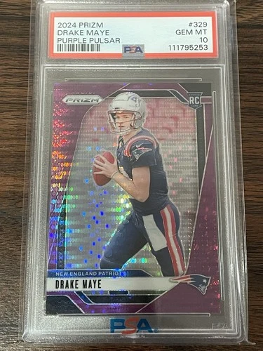 2024 Panini Prizm - Rookies Drake Maye #329 Purple Pulsar Prizm (RC) PSA 10