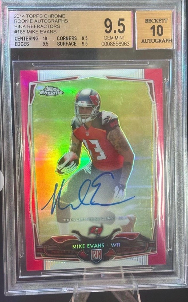 2014 Topps Chrome #185 Mike Evans RC Auto Pink Refractors BGS 9.5 Auto 10 #40/75