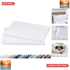 100 Cotton 600 Thread Count Pillowcases for Standard Queen Set of 2 White