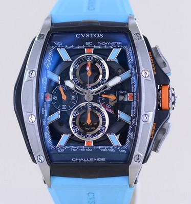 CVSTOS Uhr Challenge III Chrono-S Orange Blue GT Power Reserve Gulf rar B+P