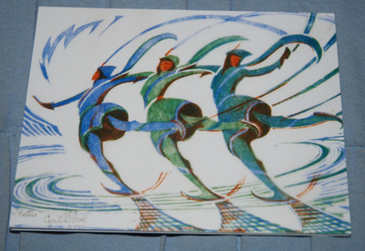 CYRIL E. POWER - Skater, Weihnachtskarte, NEU & versiegelt, 15 cm x 12 cm
