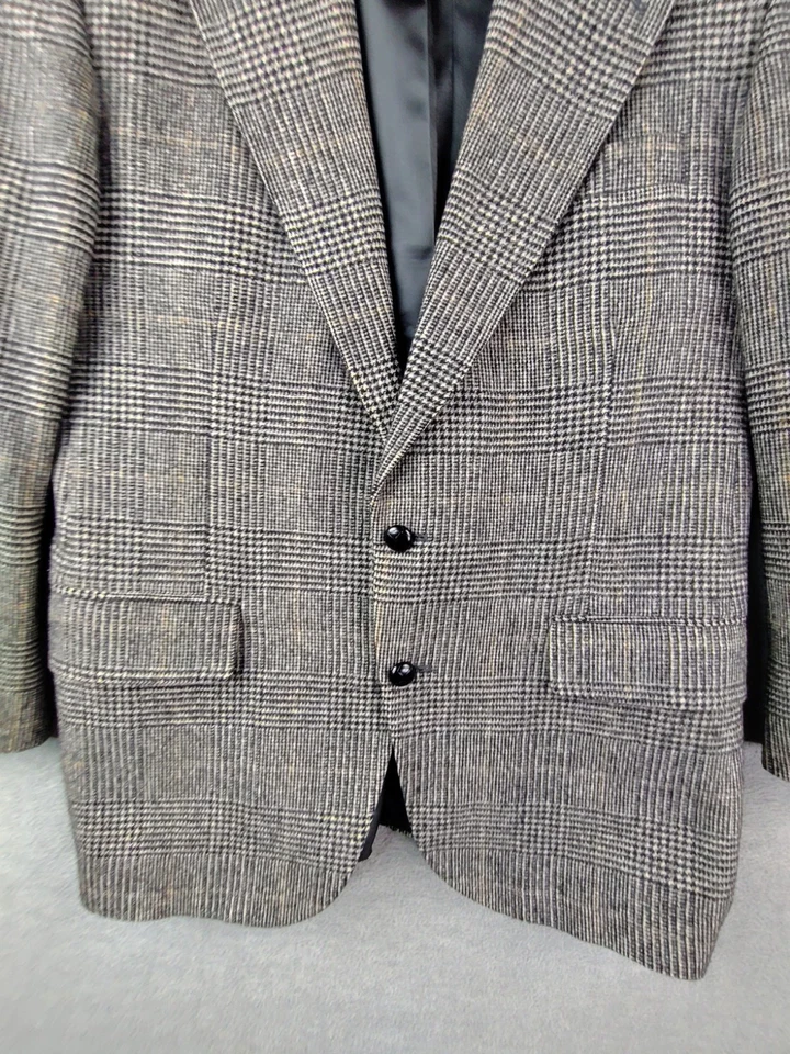Patrick James Mens Sportscoat 42 Gray Glen Plaid Blazer 100% Camel Hair Designer - Image 2 of 4