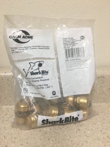 SharkBite 1/2 in. Push X 1/2 in. D FPT Brass Connector U072LFCP (10 PACK)