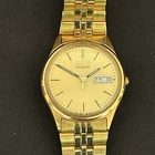 Vintage Seiko Watch Men 35mm Gold Tone Day Date 7N43-8A39 Tested; New Battery