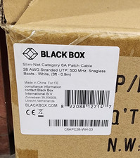 100 Pack 3ft White Black Box Slim-Net Cat 6A Patch Cable 28AWG UTP Snagless