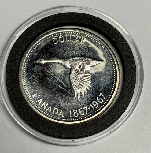 BU 1967 Canada Silver One Dollar in Air-Tite, Canadian Silver $1 Goose Coin 1867