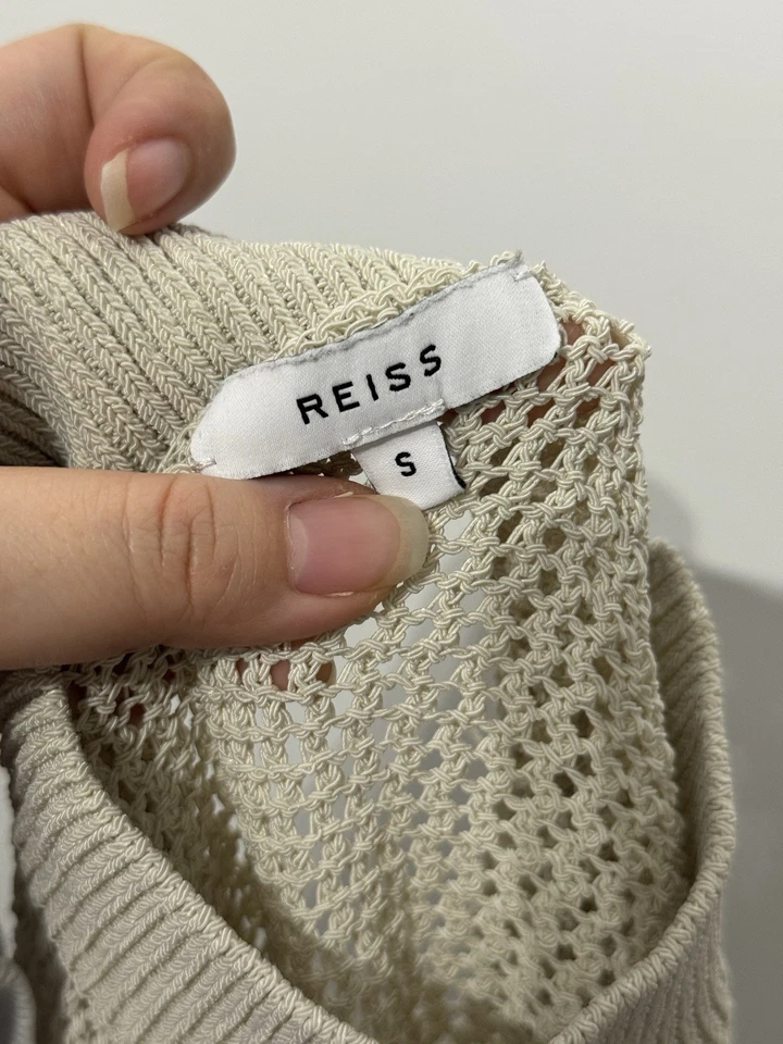 REISS Cream Open-Knit Long Sleeve Jumper Size S Excellent Condition Uk 8/10 - Image 4 of 4