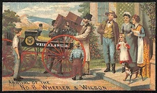 Wheeler & Wilson No. 8 Sewing Machine Victorian Trade Card Family Wagon Delivery