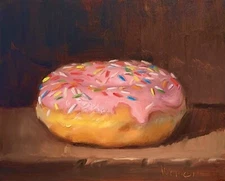 Pink Donut NOAH VERRIER Still life oil painting, Signed print