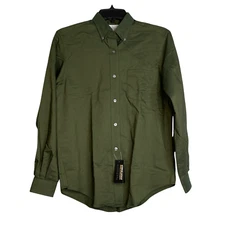 Van Heusen For Her Shirt Size Small 4-6 Green Button Front Wrinkle Free Womens