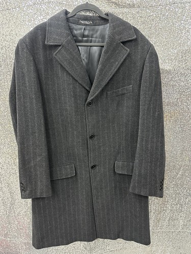 NEW Made in Europe NOVA MODA Wool 44L XL-2X Lapel Coat Overcoat Jacket Striped - Picture 2 of 15