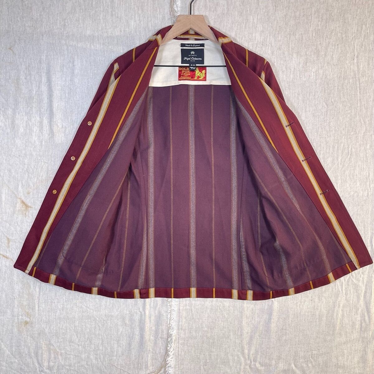 Nigel Cabourn Golden Fox Compton Jacket Maroon Striped Nigel Cabourn Golden Fox Compton Jacket Maroon Striped