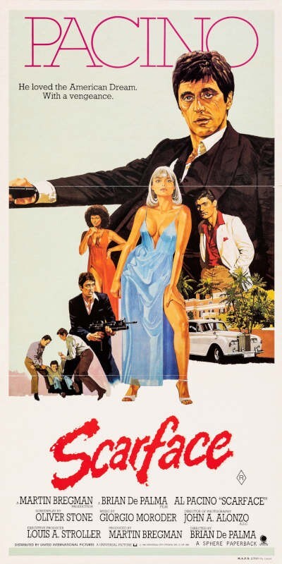 1983 SCARFACE VINTAGE AL PACINO MOVIE POSTER PRINT STYLE D 36x18