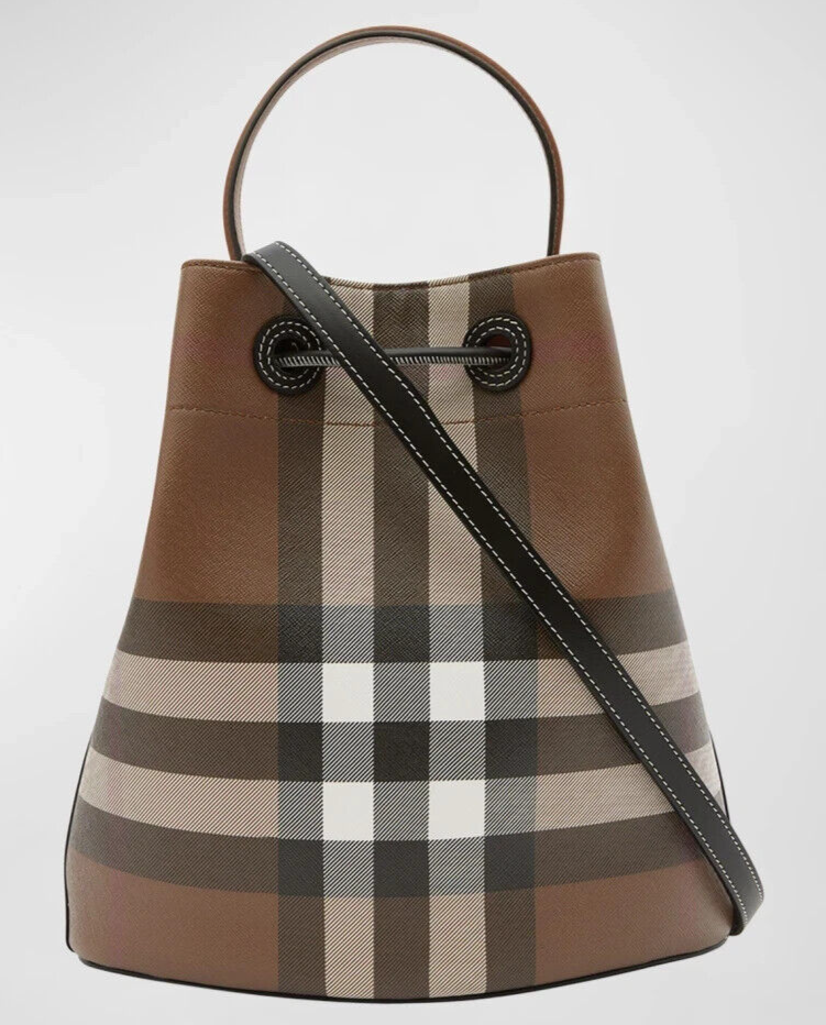 Burberry Check Drawstring Bucket Bag New With Tags