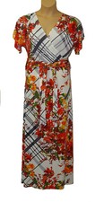 Kevin Hall Inspiration Womens Maxi Dress size XL Wrap Front Floral White Mix