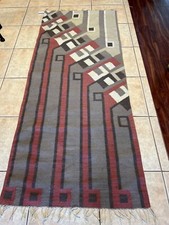Vintage Native American Navajo Rug Weaving Wall Hanging with Rod Pocket 82x34