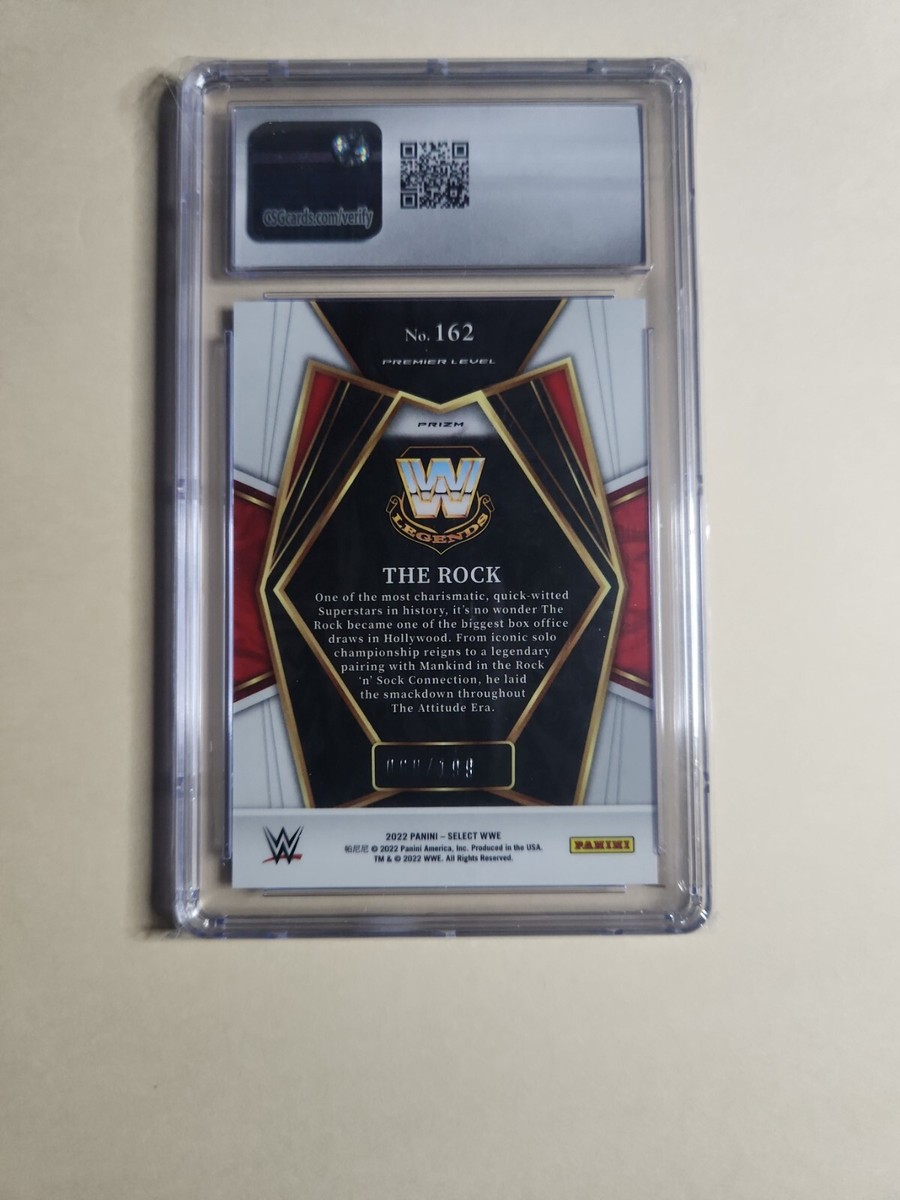 2022 Panini Select WWE Blue Prizms THE ROCK #162 🪨🔥CSG 9.5