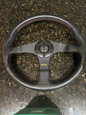 Momo Tuner Leather Steering Wheel With Red Stitching