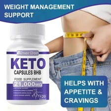 KETO BHB 21000mg PURE Ketone FAT BURNER ACV Weight Loss Diet Pills Ketosis US