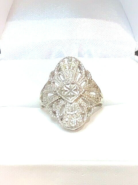 ANTIQUE DIAMOND RING WHITE GOLD RING SOLID GOLD R… - image 2