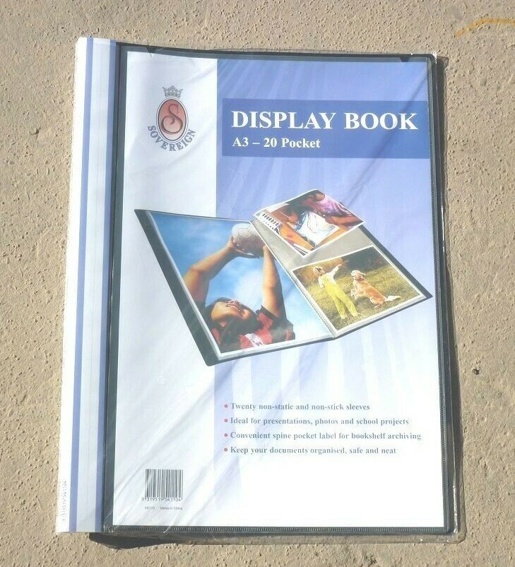 PREMIUM A3 Display Book 20 Pockets Clear Front Cover & Spine Label 54110 Black eBay