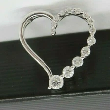 STUNNING 14K WG DIAMOND CLUSTER HEART PENDANT .40 tcw  A14769-2  1.54 grams 