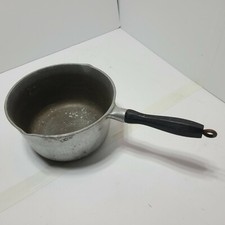 Vtg. 8" Aluminum Cook Pot Wooden Handle And Dual Spouts