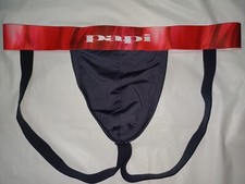 PAPI MENS UNDERWEAR JOCKSTRAPS COLOR BLACK W RED BAND SIZE MEDIUM M