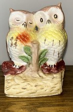 Owl Lamp Light-Up Nightlight Colorful 2 Owls On A Log No Light Granny Chic