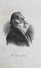 Honoré DAUMIER    Portrait Mr. SEBAST ....   ORGINAL-Lithographie von 1833   RAR