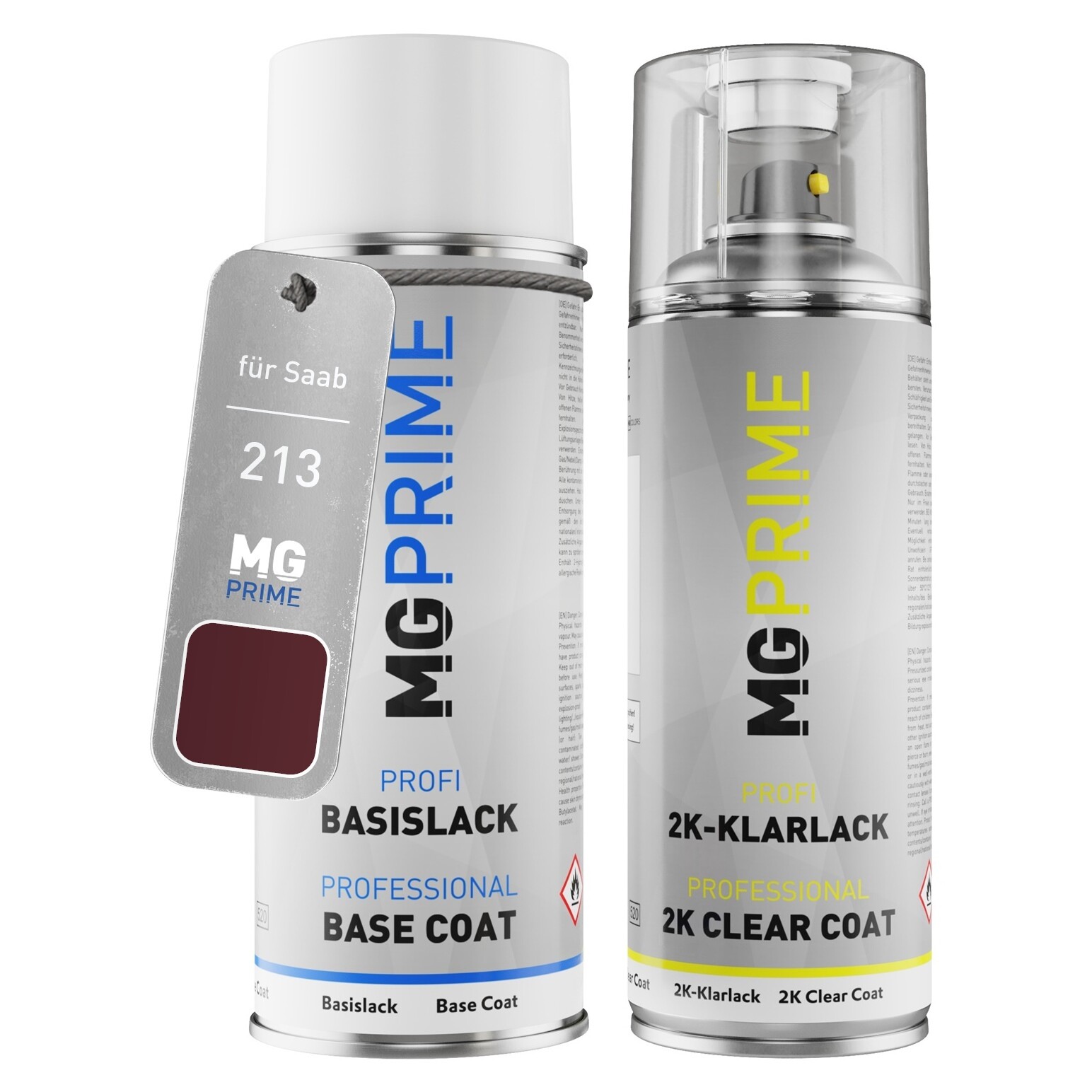 Autolack 2K Spraydosen Set für Saab 213 Roed Rodonit Garnet Basis 2K Klarlack