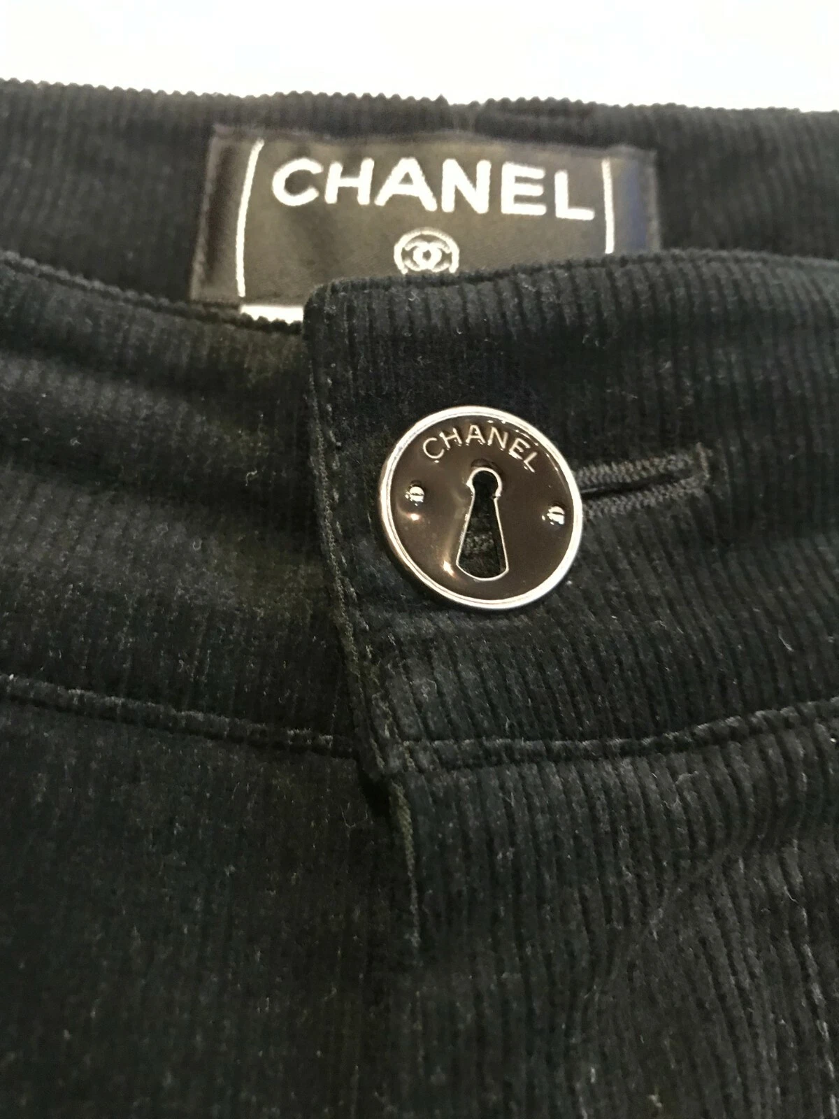 Pantalone donna Chanel pantalone cotone velluto a coste dritto nero ottime condizioni