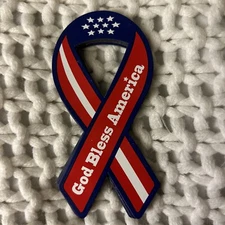 “God Bless America” Flag Ribbon Car Magnet