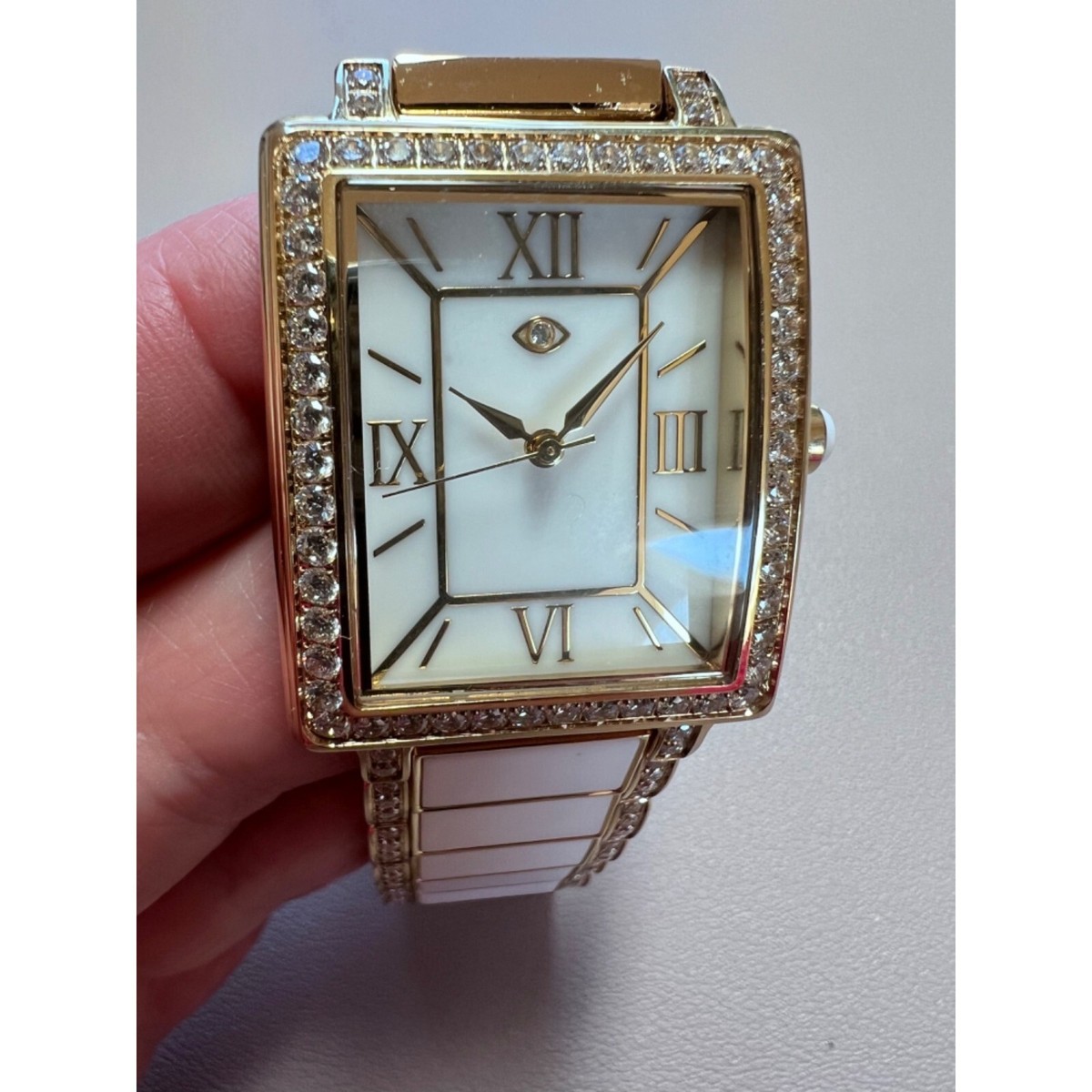 NWOT Rarities Goldtone Stainless Steel White Agate Inlay  display picture 2