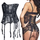 Women Sexy Lace Up Corset Bustier Tops Tummy Control Shaper Garter Lingerie