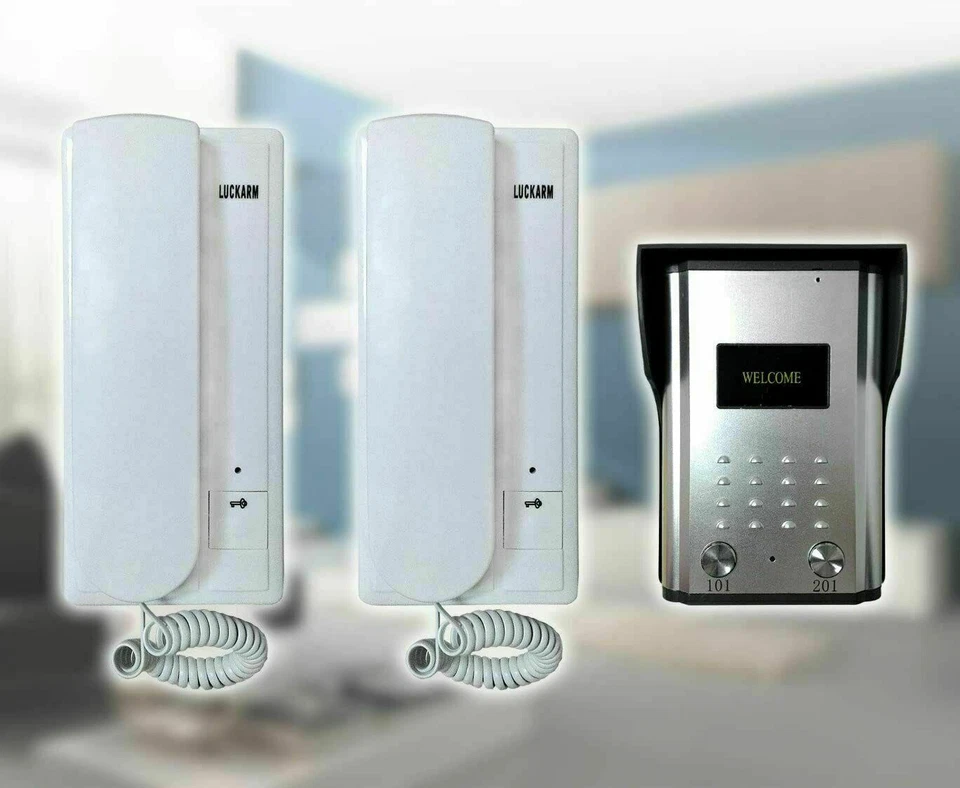 Kit Citofono Per 2 Famiglie Bifamiliare Apriporta Cancello Due Cornette luc