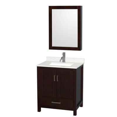 Wyndham Collection WCS141430S-QTZ-UNSMED Sheffield 30'' - Espresso / Giotto