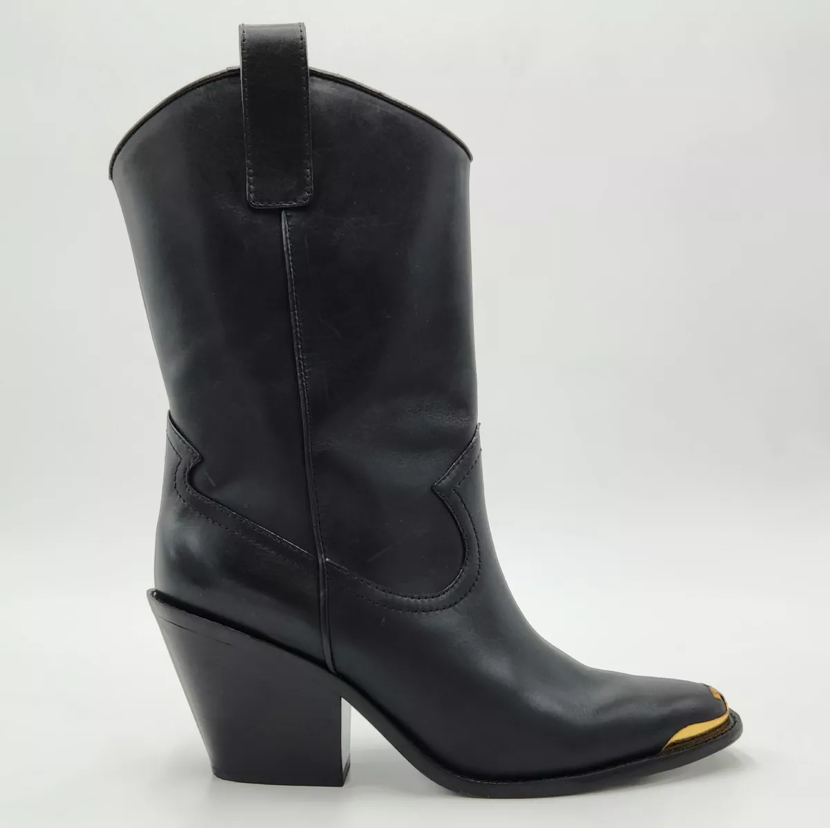 Tory burch black leather cheap boots