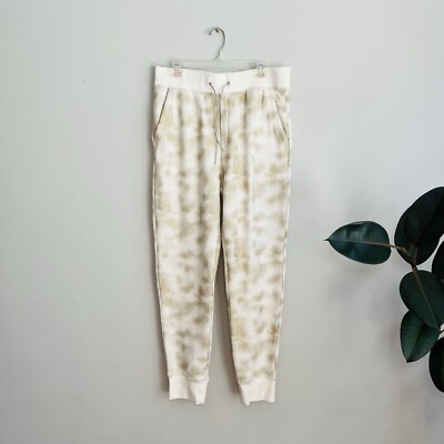New 98$ UGG Ericka Relaxed Jogger White & Gold Metallic Women's Fleece Lined L