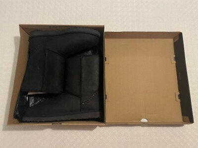 UGG Herren Schwarz Klassisch Mini Deco Leder Schafwolle Stiefel UK 10 US 11 EU 44 Neu mit Karton
